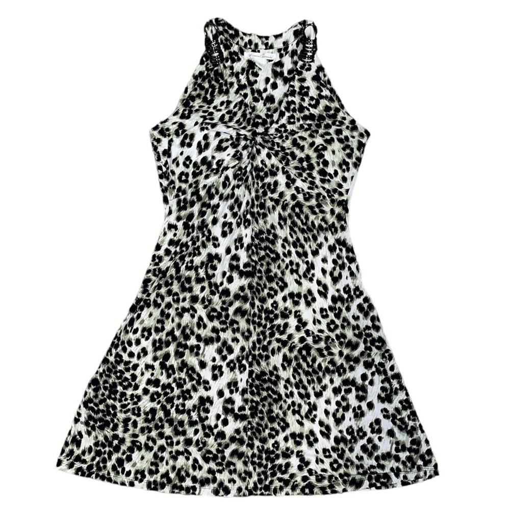 Kenneth Cole New York Size Med / Large Olive Green & Black Leopard Halter Dress